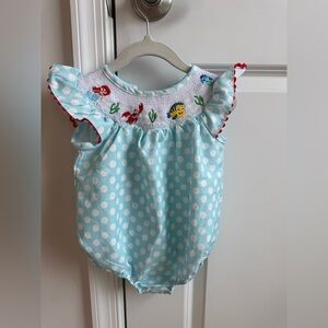 Polka Dot Baby Romper with Smocked Sea Friends